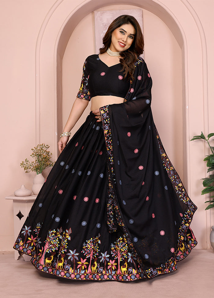 Black Georgette Dupatta Lehenga Set