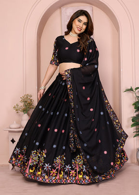 Black Georgette Dupatta Lehenga Set