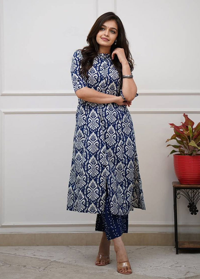 2 Pc Blue Cotton Kurti Set