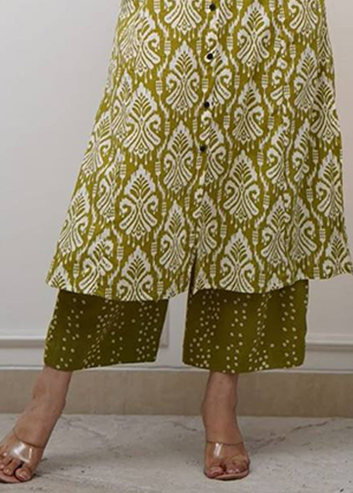 2 Pc Green Cotton Kurti Set