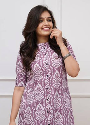 2 Pc Lavender Cotton Kurti Set