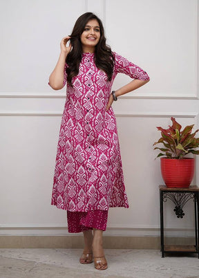 2 Pc Pink Cotton Kurti Set