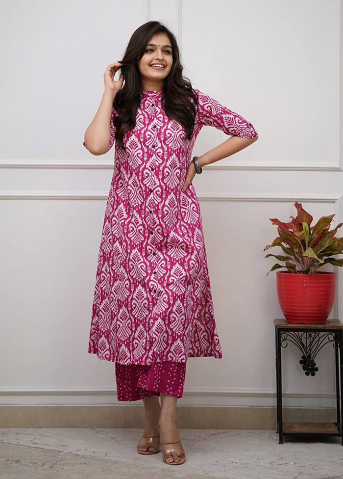 2 Pc Pink Cotton Kurti Set