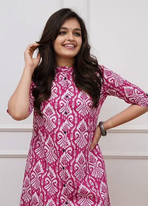 2 Pc Pink Cotton Kurti Set