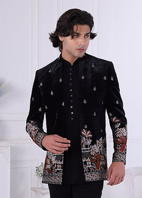 Black Velvet 2 Pc Indo Western Set