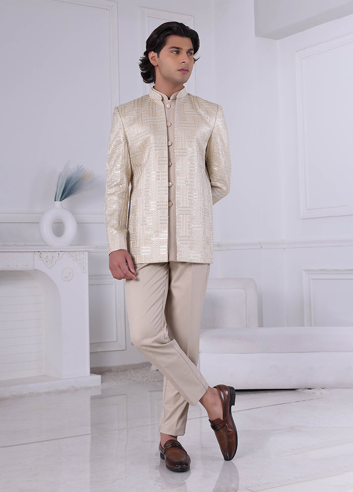 Cream Pure Silk 2 Pc Indo Western Set