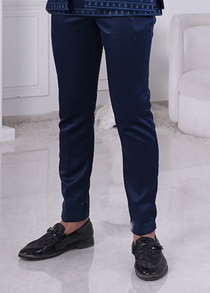 Blue Pure Silk 2 Pc Indo Western Set