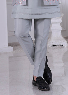 Grey Pure Silk 2 Pc Indo Western Set