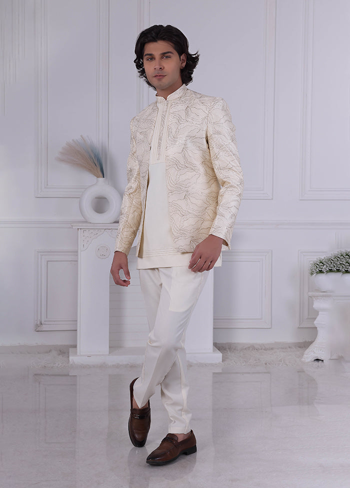 Cream Pure Silk 2 Pc Indo Western Set