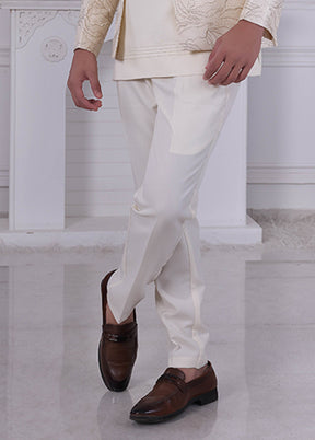 Cream Pure Silk 2 Pc Indo Western Set