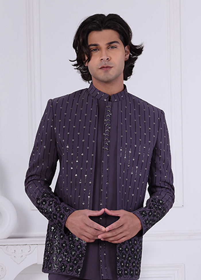 Grey Pure Silk 2 Pc Indo Western Set