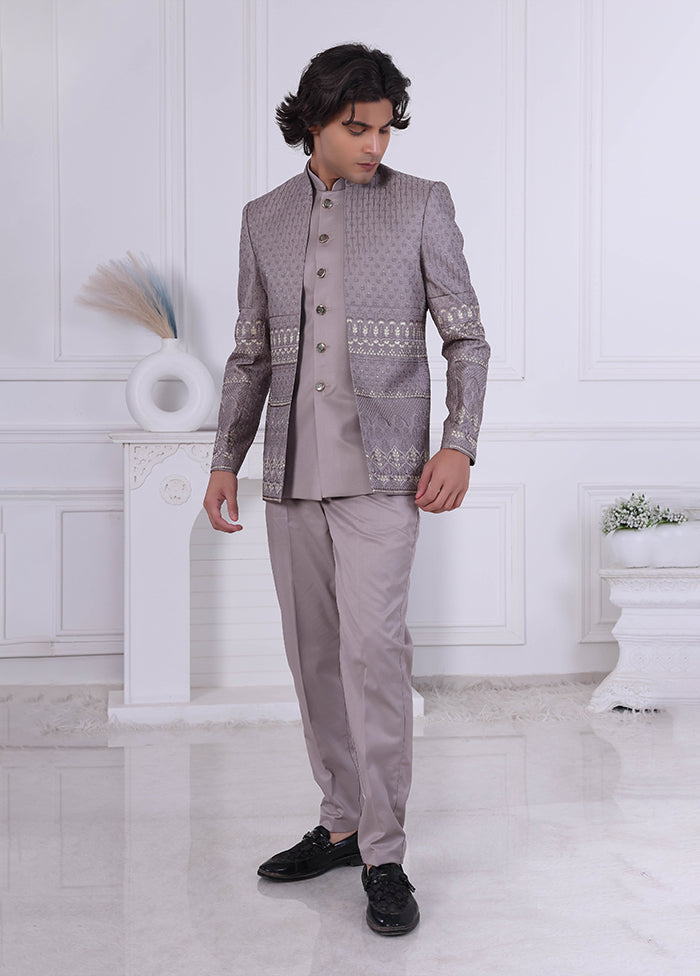 Brown Pure Silk 2 Pc Indo Western Set