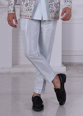 Blue Pure Silk 2 Pc Indo Western Set