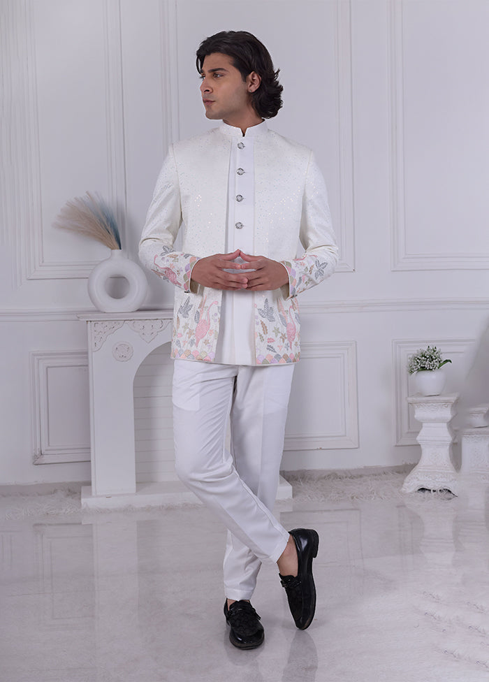 Cream Pure Silk 2 Pc Indo Western Set