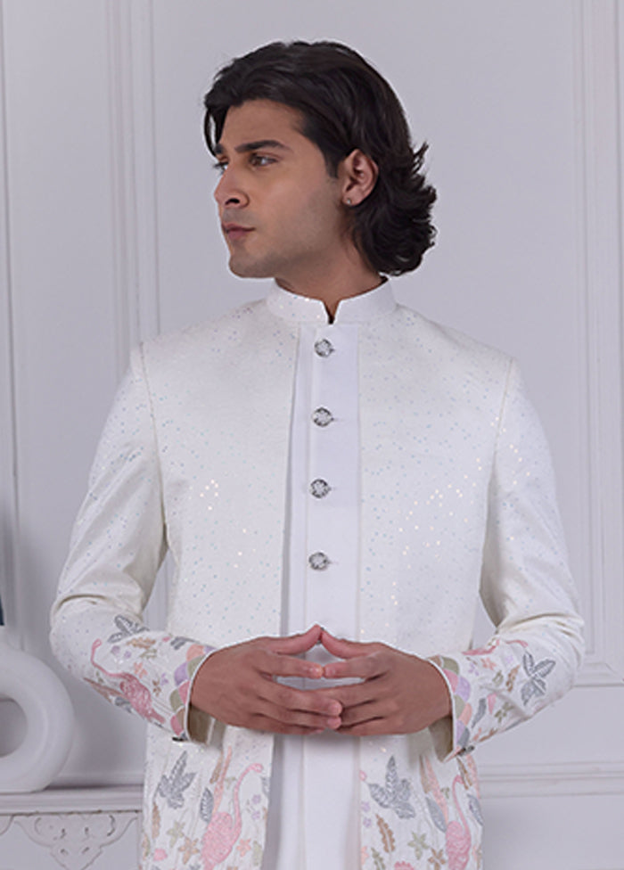 Cream Pure Silk 2 Pc Indo Western Set