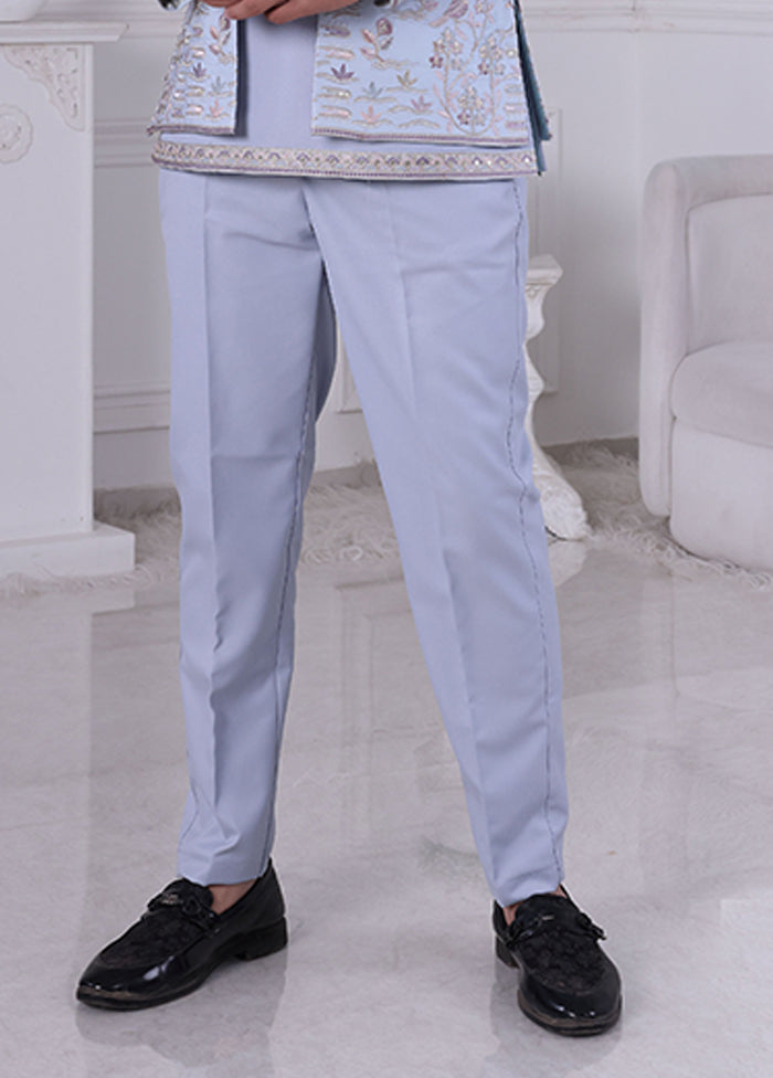 Blue Pure Silk 2 Pc Indo Western Set