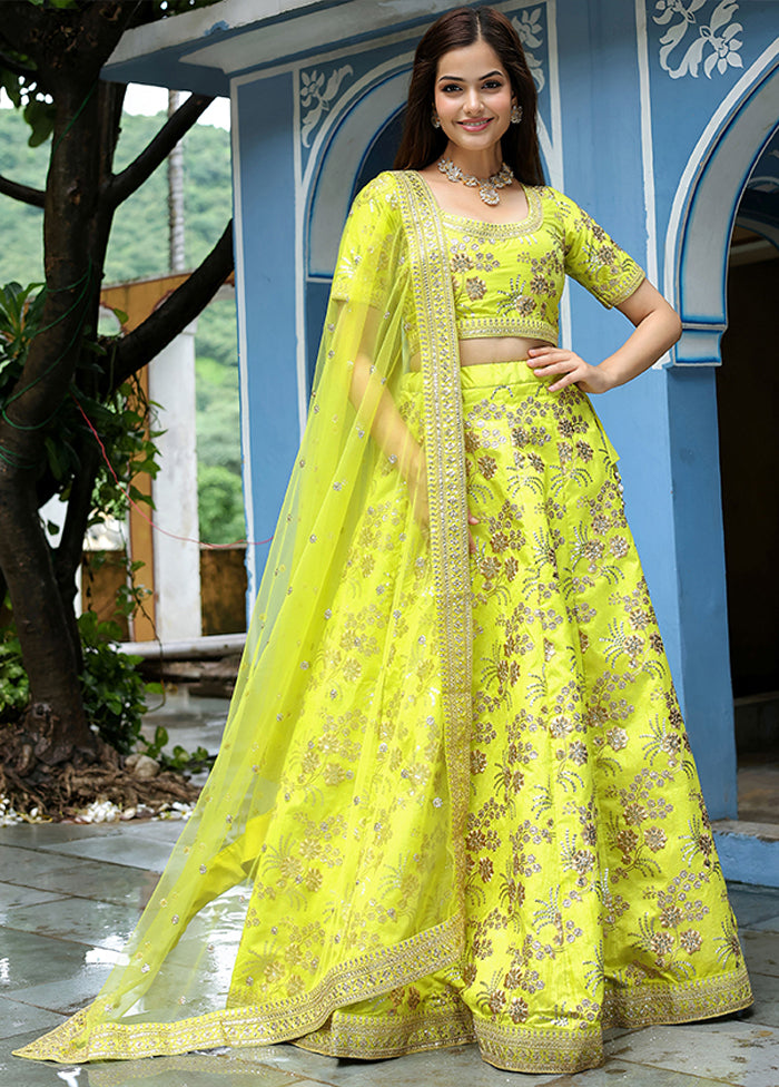 Multicolor Blended Silk Dupatta Lehenga Set