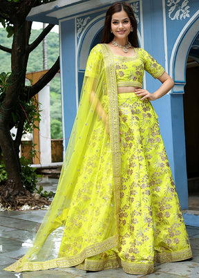 Multicolor Blended Silk Dupatta Lehenga Set