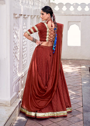 Maroon Cotton Dupatta Lehenga Set