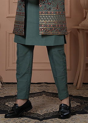 Green Georgette 2 Pc Indo Western Set