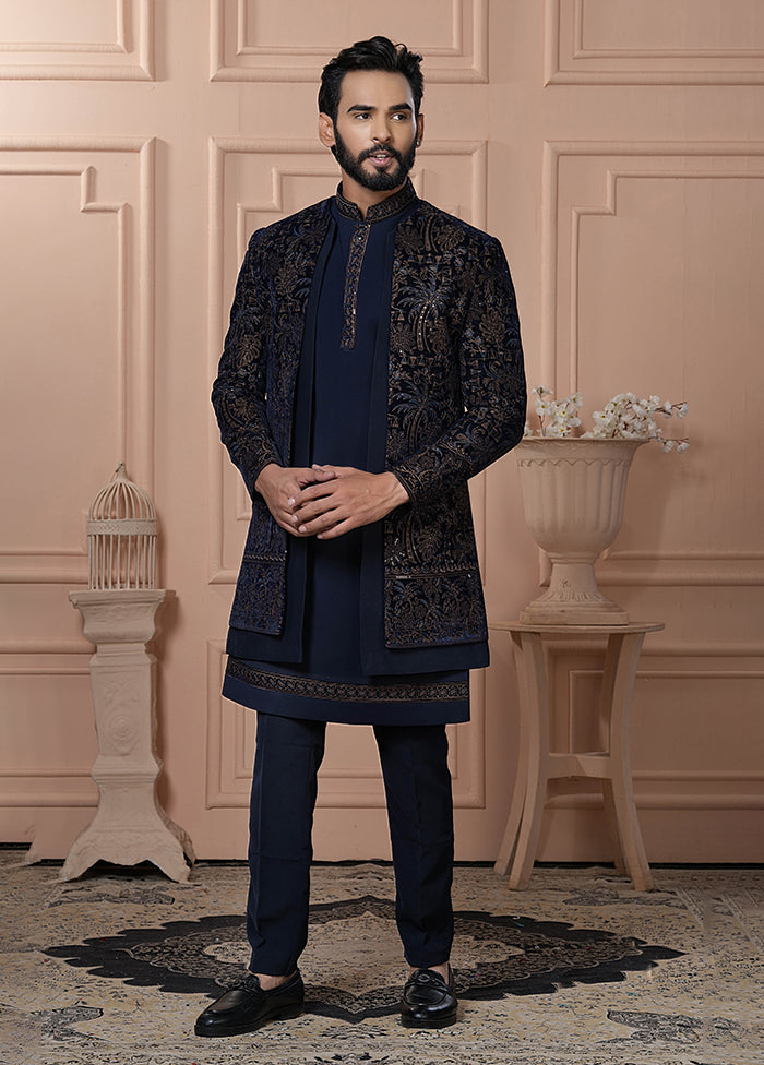 Blue Velvet 2 Pc Indo Western Set