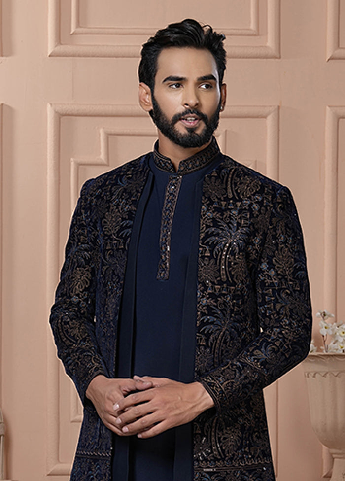 Blue Velvet 2 Pc Indo Western Set