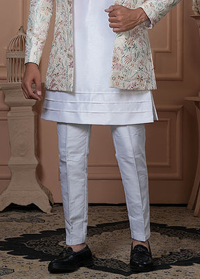 Cream Pure Silk 2 Pc Indo Western Set