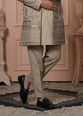 Brown Georgette 2 Pc Indo Western Set