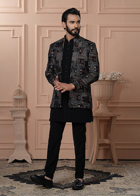 Black Velvet 2 Pc Indo Western Set