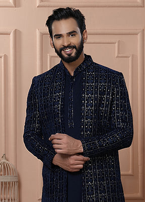 Blue Velvet 2 Pc Indo Western Set