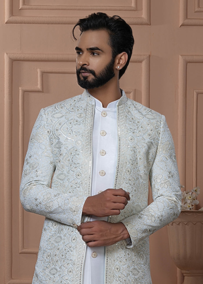 Blue Georgette 2 Pc Indo Western Set