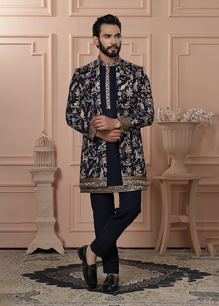 Blue Georgette 2 Pc Indo Western Set