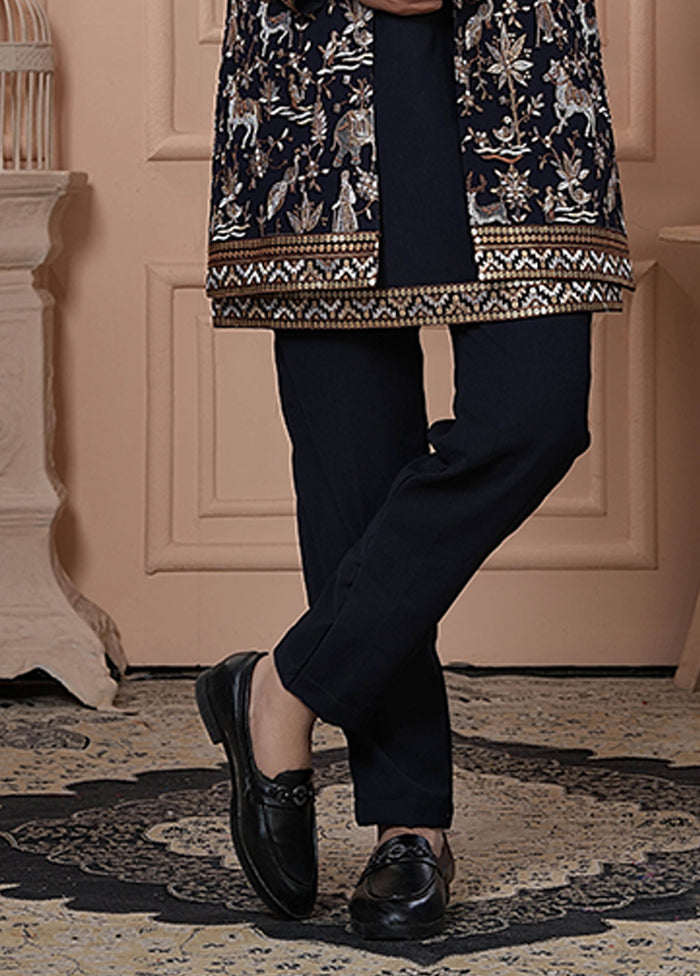 Blue Georgette 2 Pc Indo Western Set