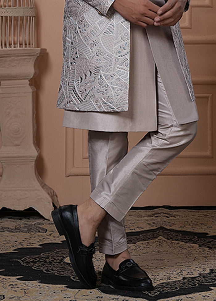 Peach Pure Silk 2 Pc Indo Western Set