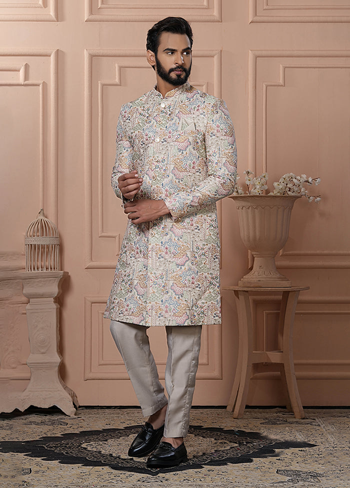 Cream Cotton 2 Pc Indo Western Set