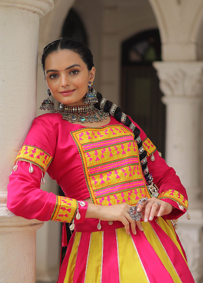 Multicolor Blended Silk Lehenga Set