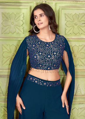 2 Pc Blue Georgette Kurti Set