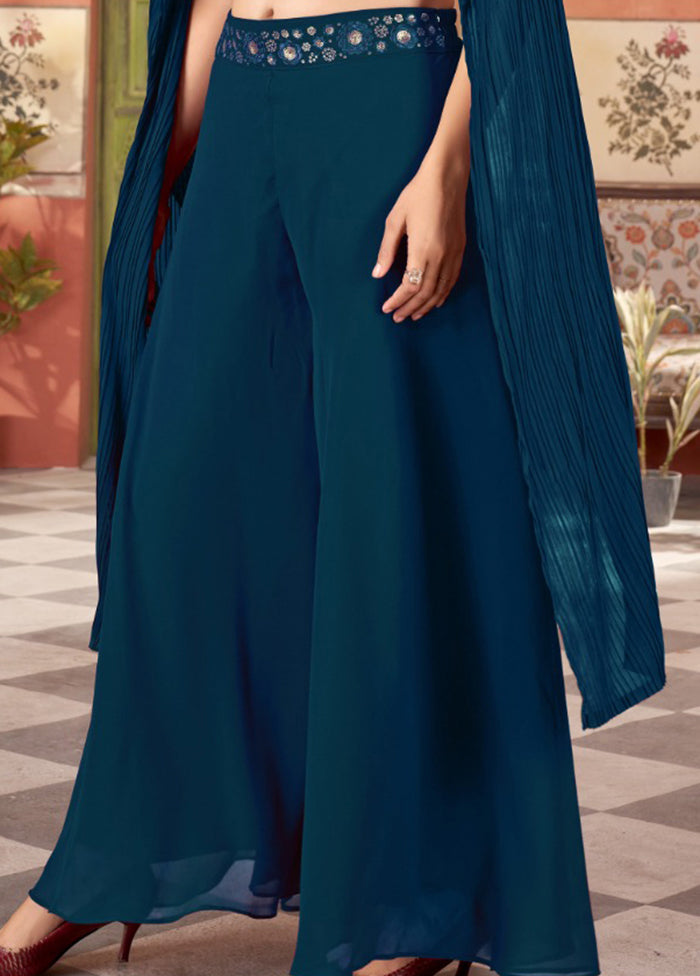 2 Pc Blue Georgette Kurti Set