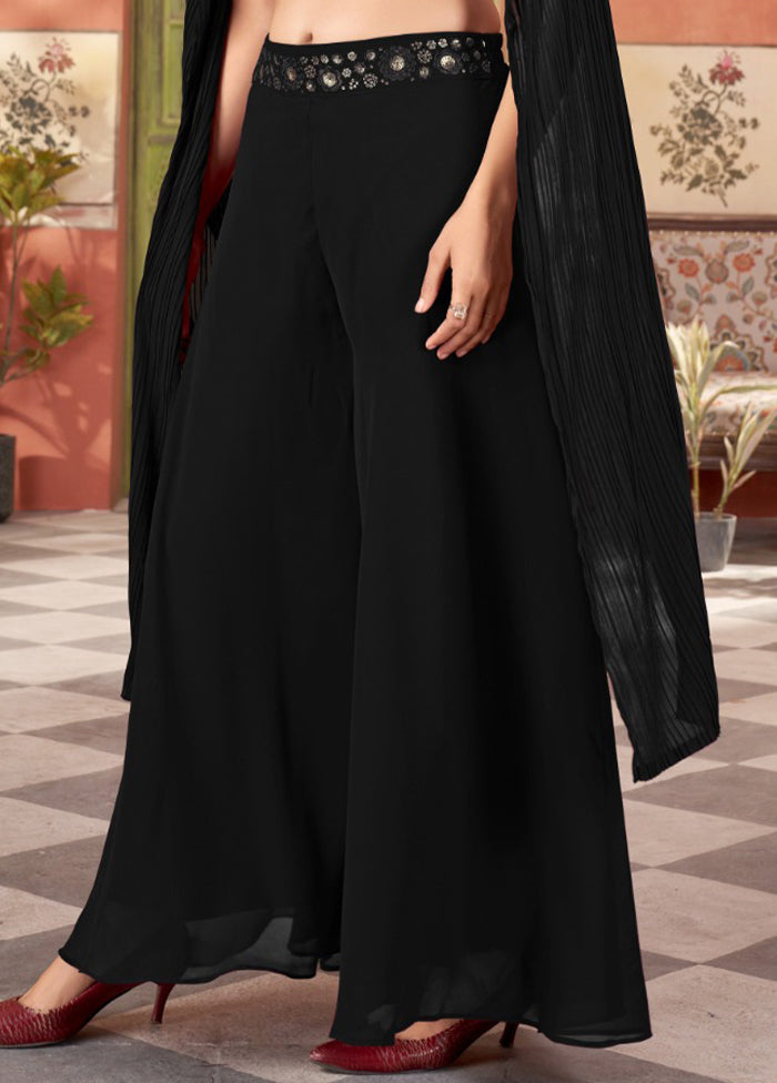 2 Pc Black Georgette Kurti Set