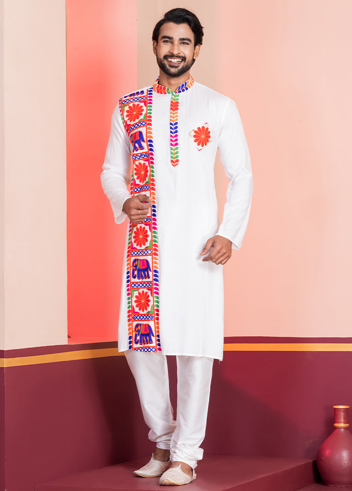 White Silk Kurta & Pajama Set