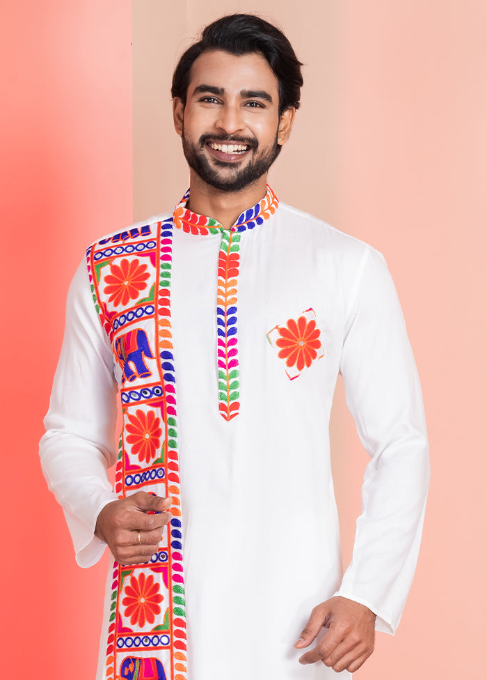 White Silk Kurta & Pajama Set