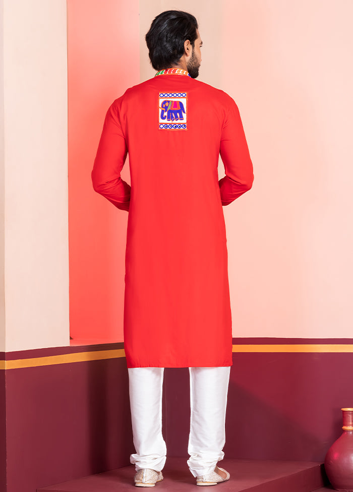 Red Silk Kurta & Pajama Set