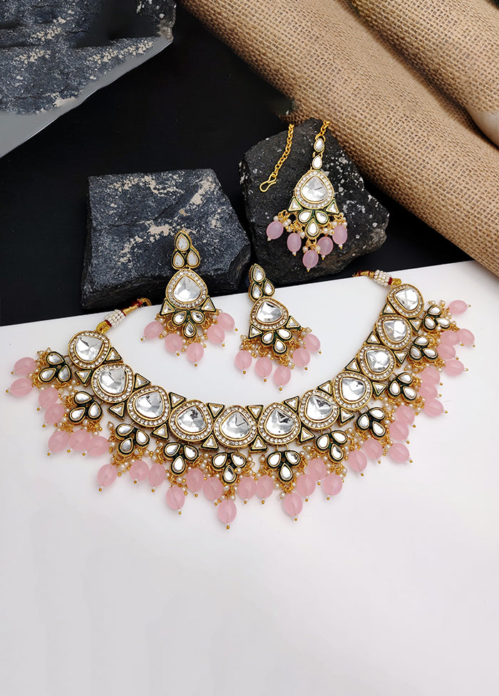 Pink Alloy Jewellery Set