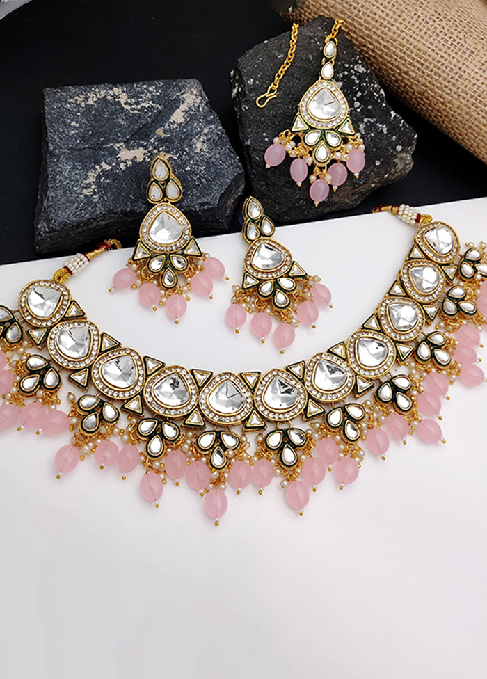 Pink Alloy Jewellery Set