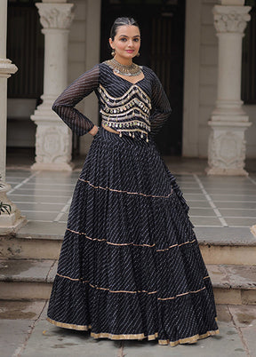 Black Georgette Dupatta Lehenga Set