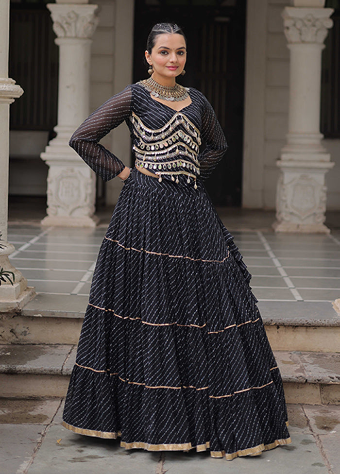 Black Georgette Dupatta Lehenga Set