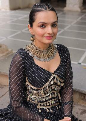 Black Georgette Dupatta Lehenga Set