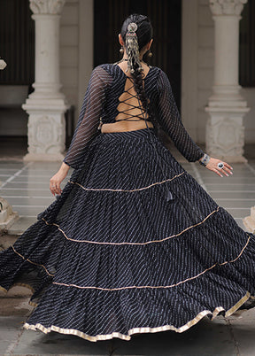 Black Georgette Dupatta Lehenga Set
