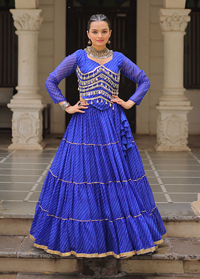 Blue Georgette Dupatta Lehenga Set