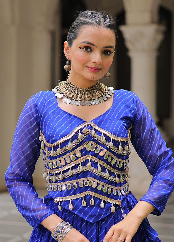 Blue Georgette Dupatta Lehenga Set